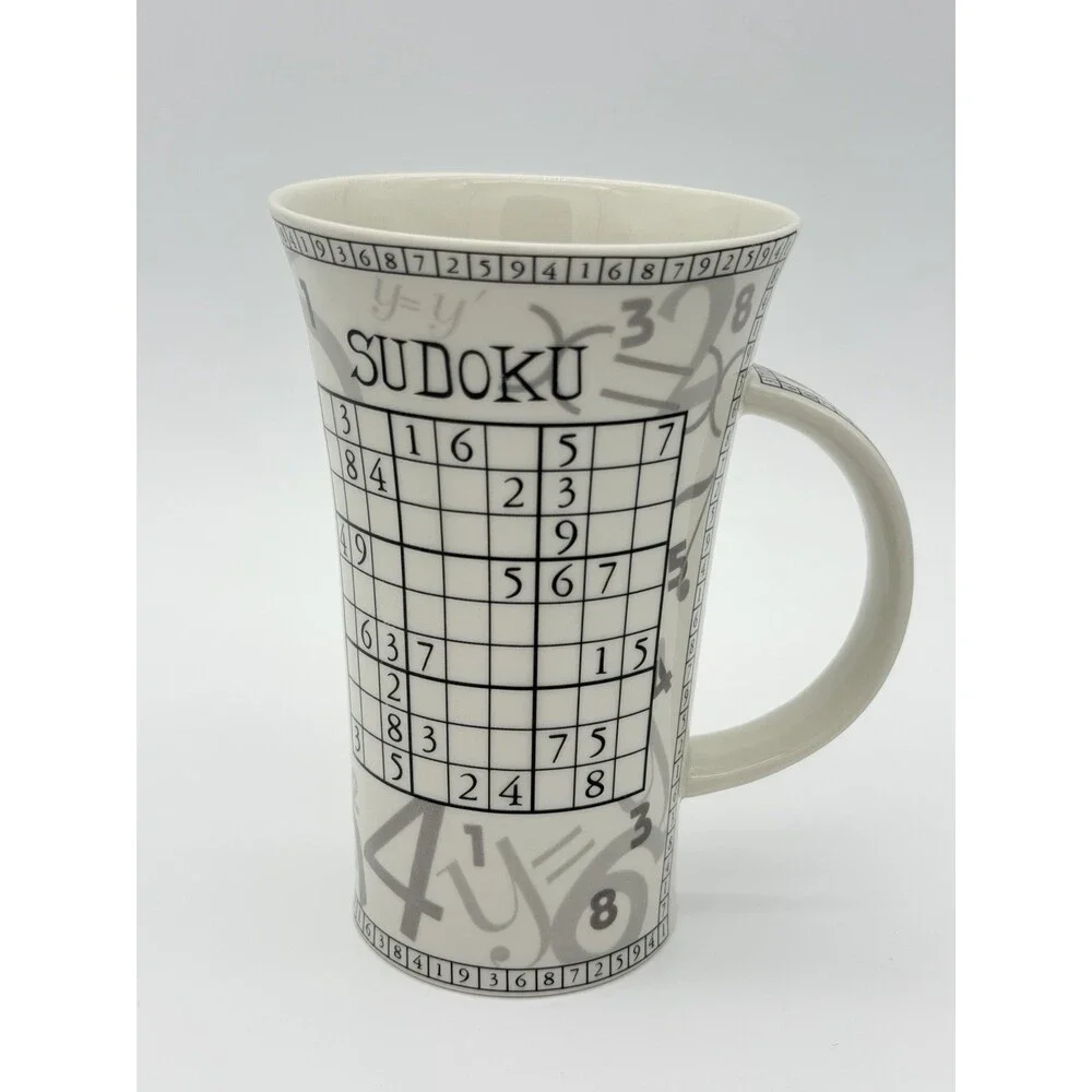 Dunoon Porcelain England Tall Mug The Origins of Sudoku Coffee Mug Vintage